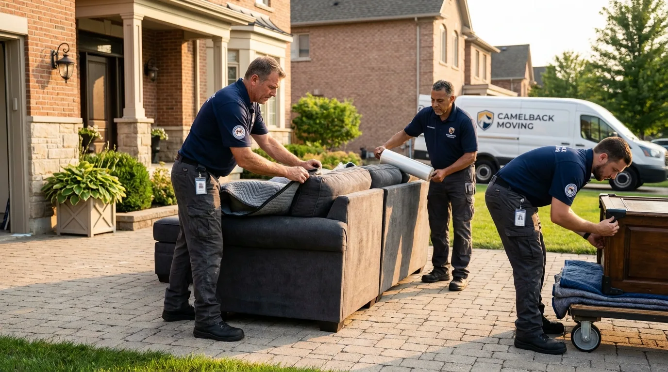 Large estate moving crew wrapping furniture in Dalton, OH